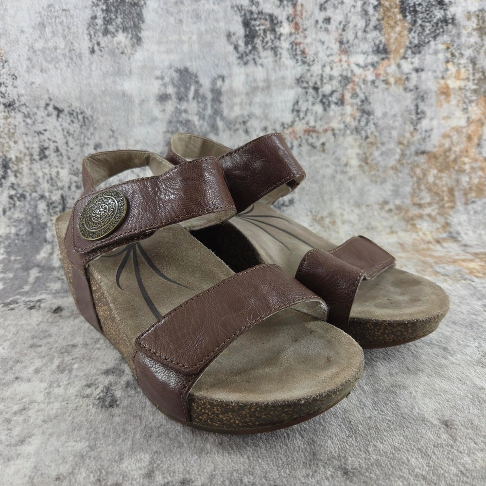 ABEO Una Cork Wedge Sandals Womens 6 Brown AU50892 Brown Leather Comfort